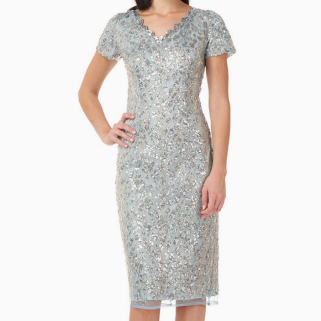 Js Collections Short Sleeve Sequin Cocktail Dress